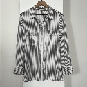 Max Studio Black and White Striped Blouse